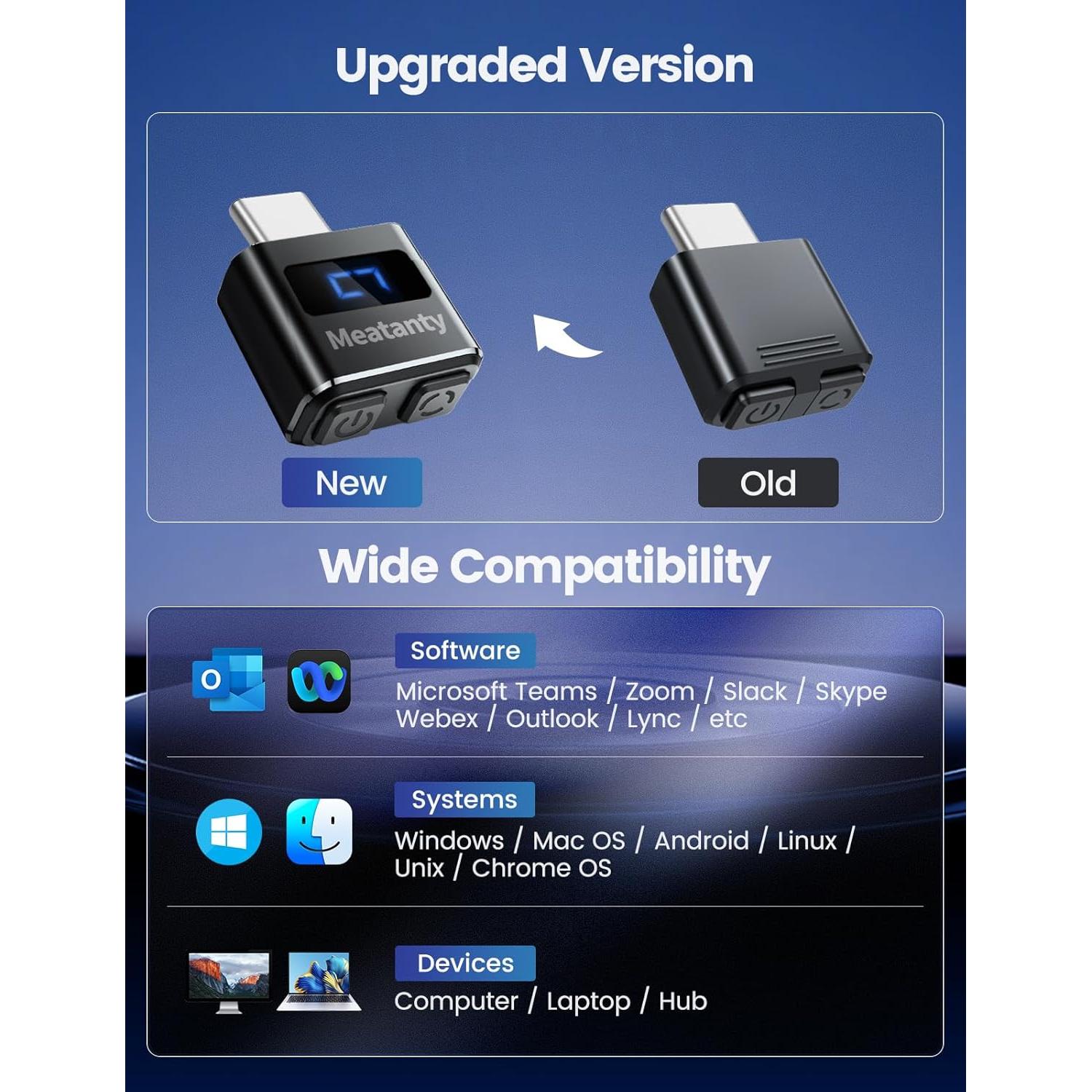 Mouse Jiggler Meatanty USB C Indetectable Azul con LED