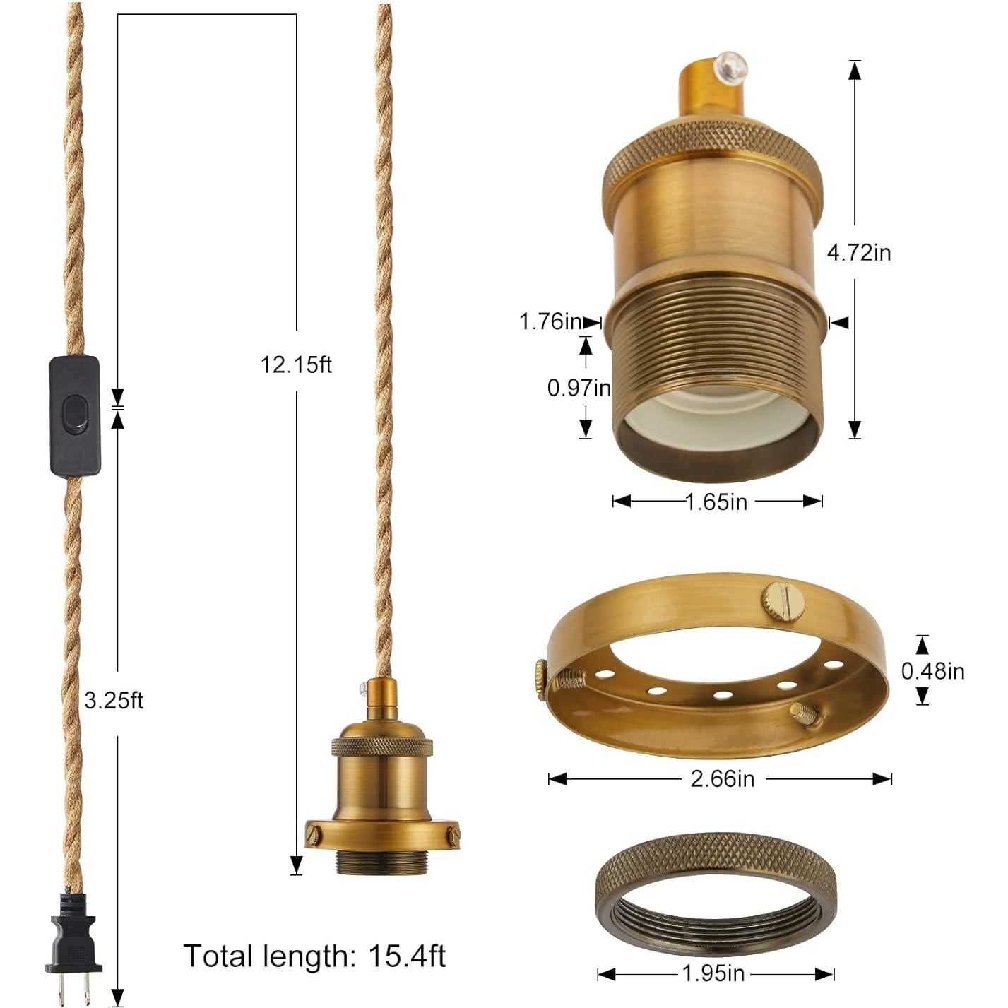 Kit de Luz Colgante Vintage Industrial GNOLAK 4.7m E26