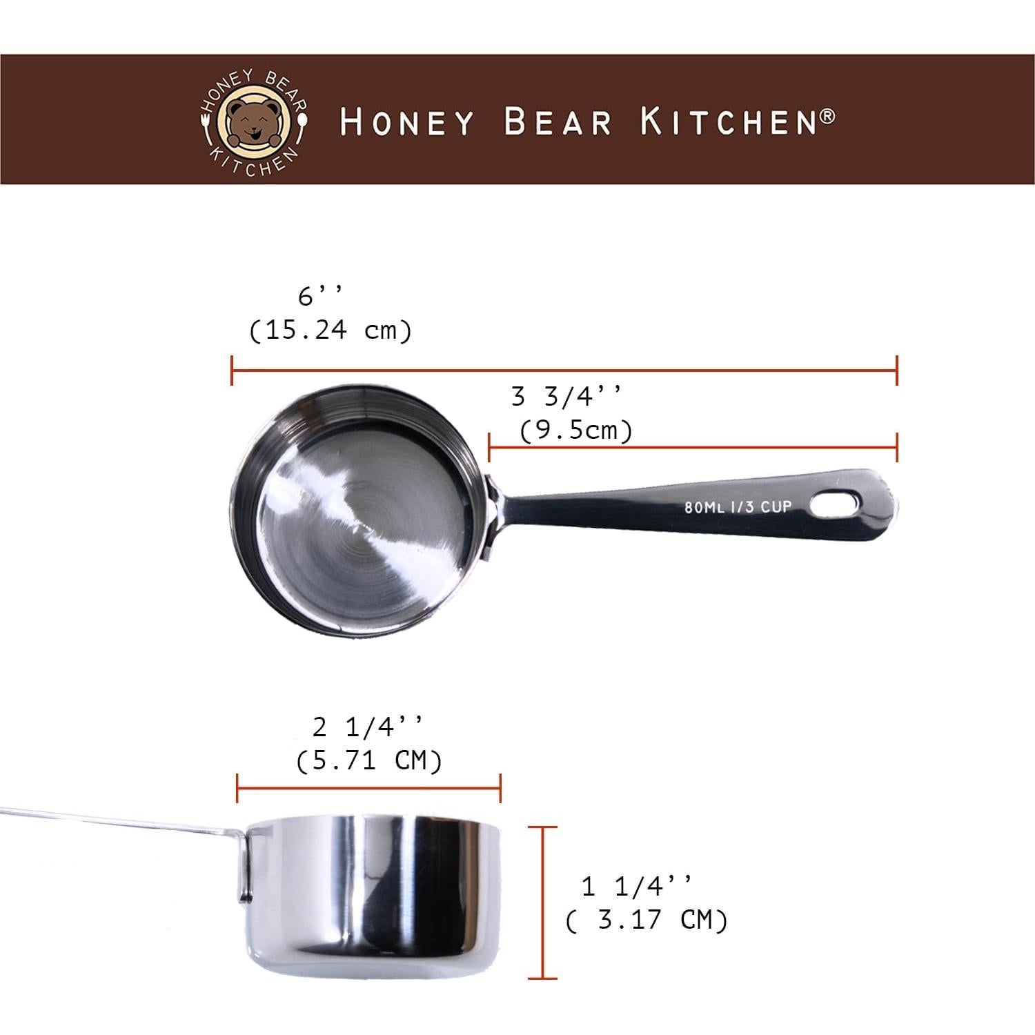 Cucharas Medidoras 1/3 Taza 80 ml Honey Bear Kitchen Acero Inoxidable