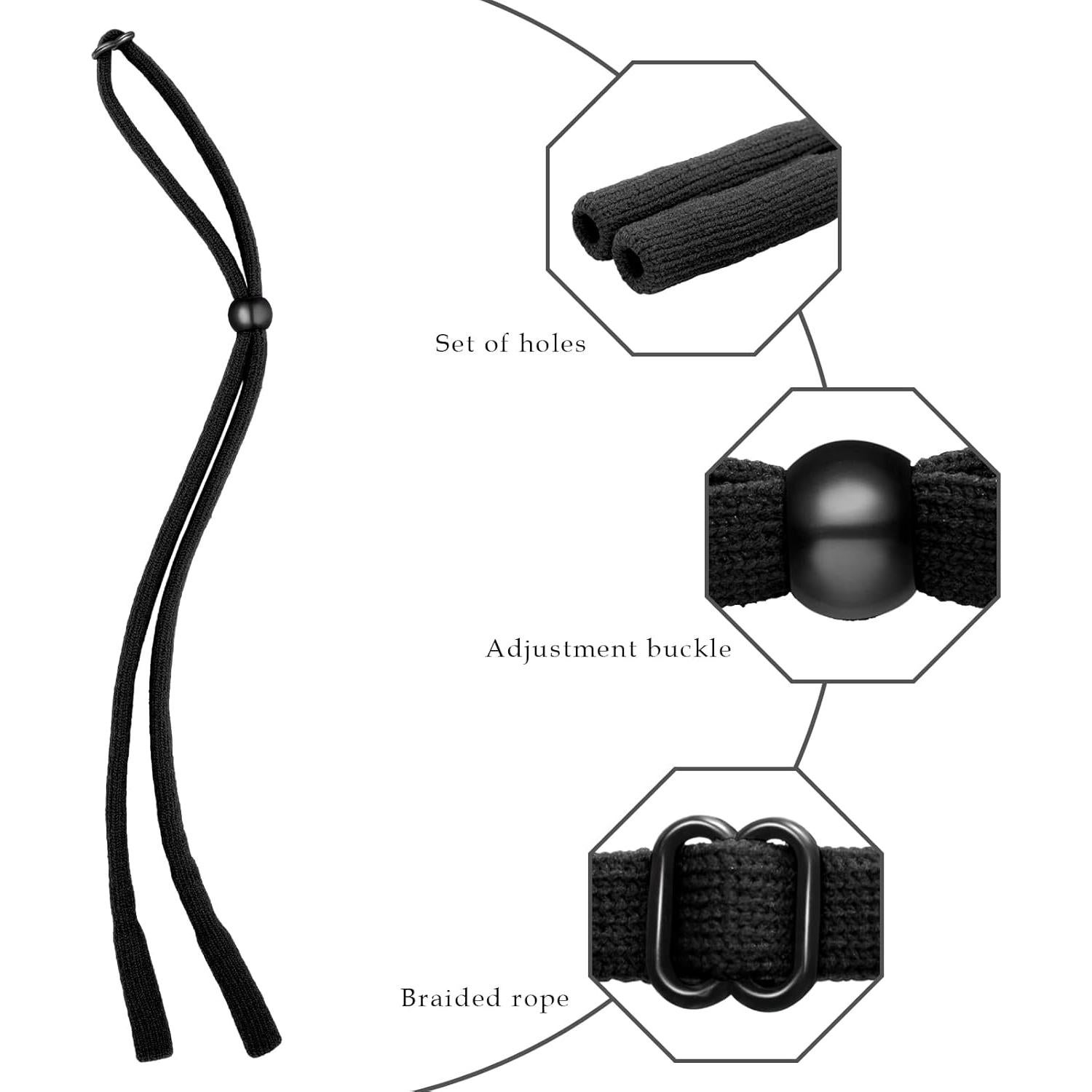 Correa para Gafas 6 PCS Ajustable Negra Deportiva