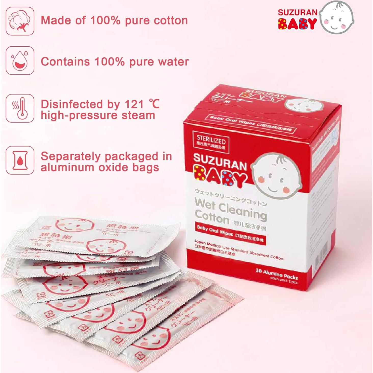 Toallitas Orales Suzuran para Bebés - 30 Paquetes Individuales