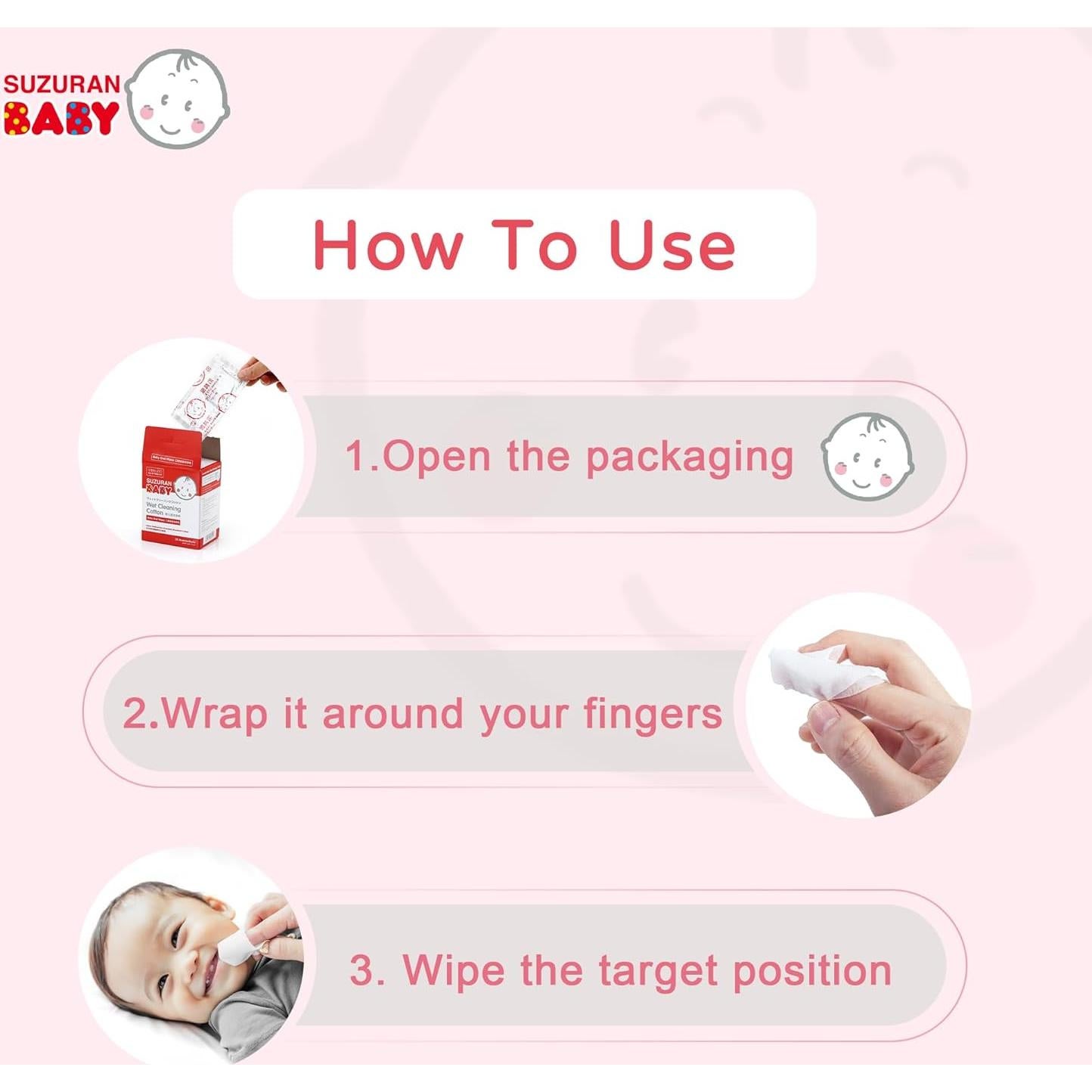 Toallitas Orales Suzuran para Bebés - 30 Paquetes Individuales