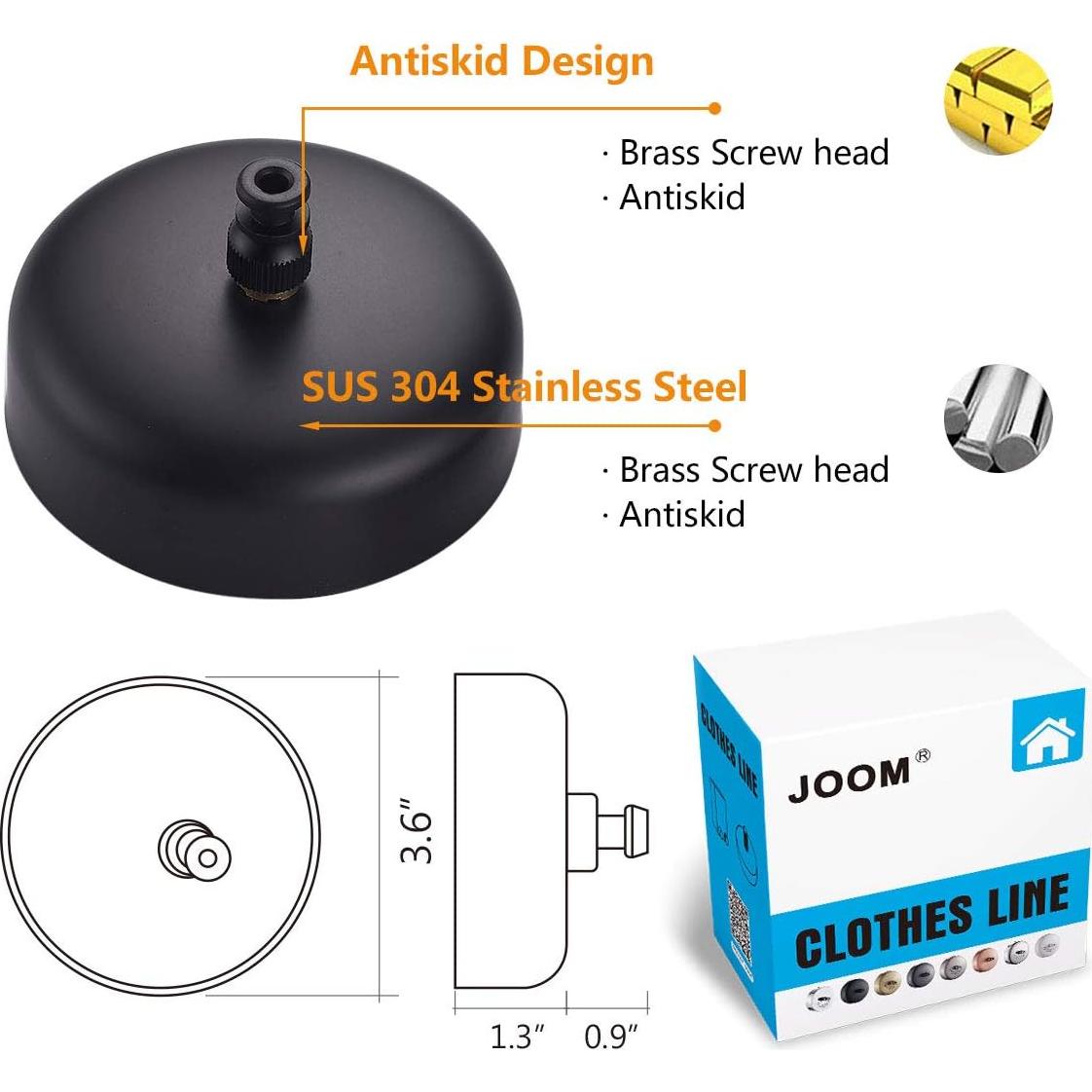 Cuerda Retráctil de Acero Inoxidable JOOM 2.74m Negra