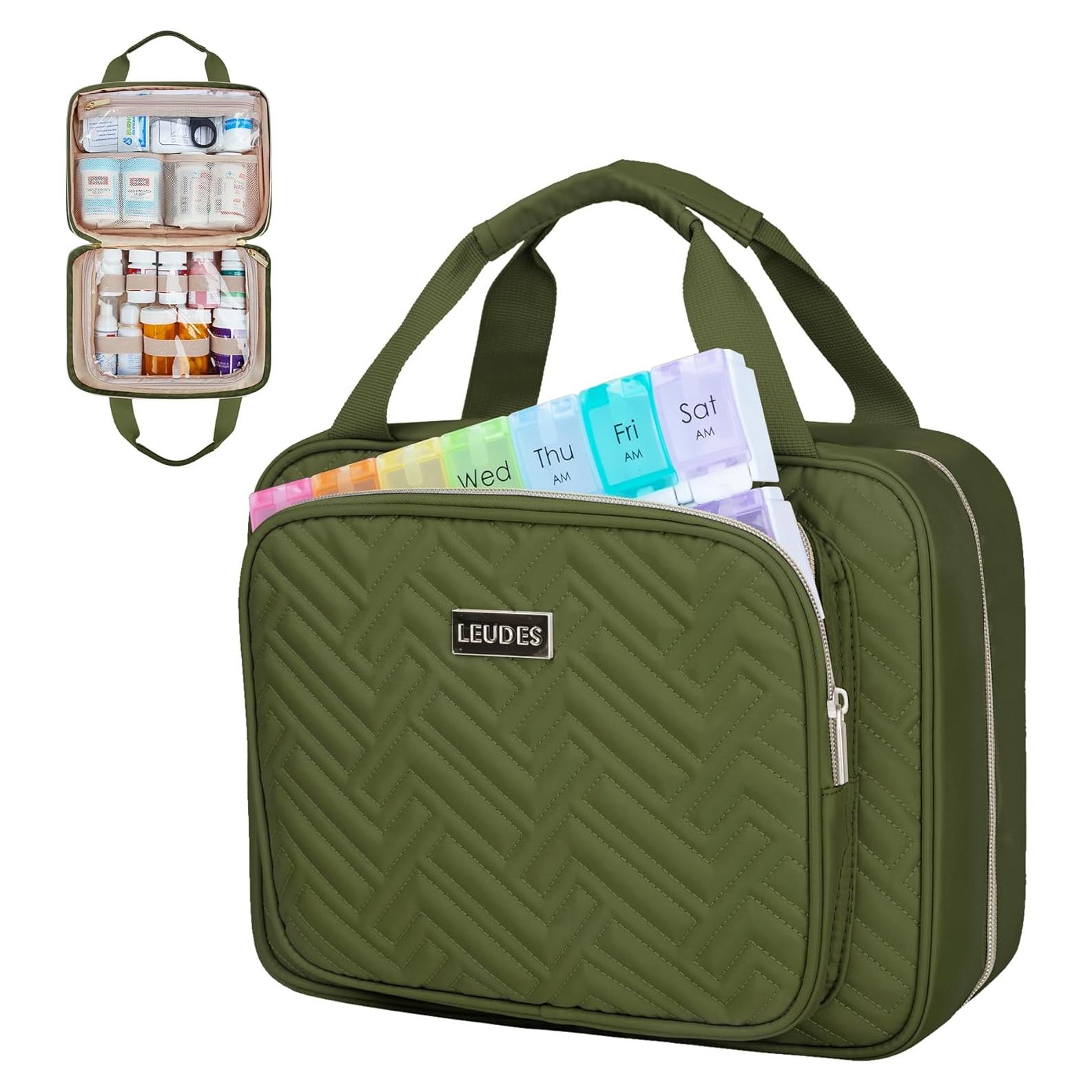 Organizador de Medicamentos Leudes Travel Mediano Verde Militar