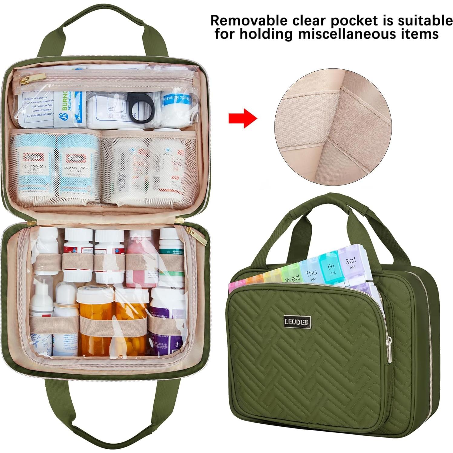 Organizador de Medicamentos Leudes Travel Mediano Verde Militar