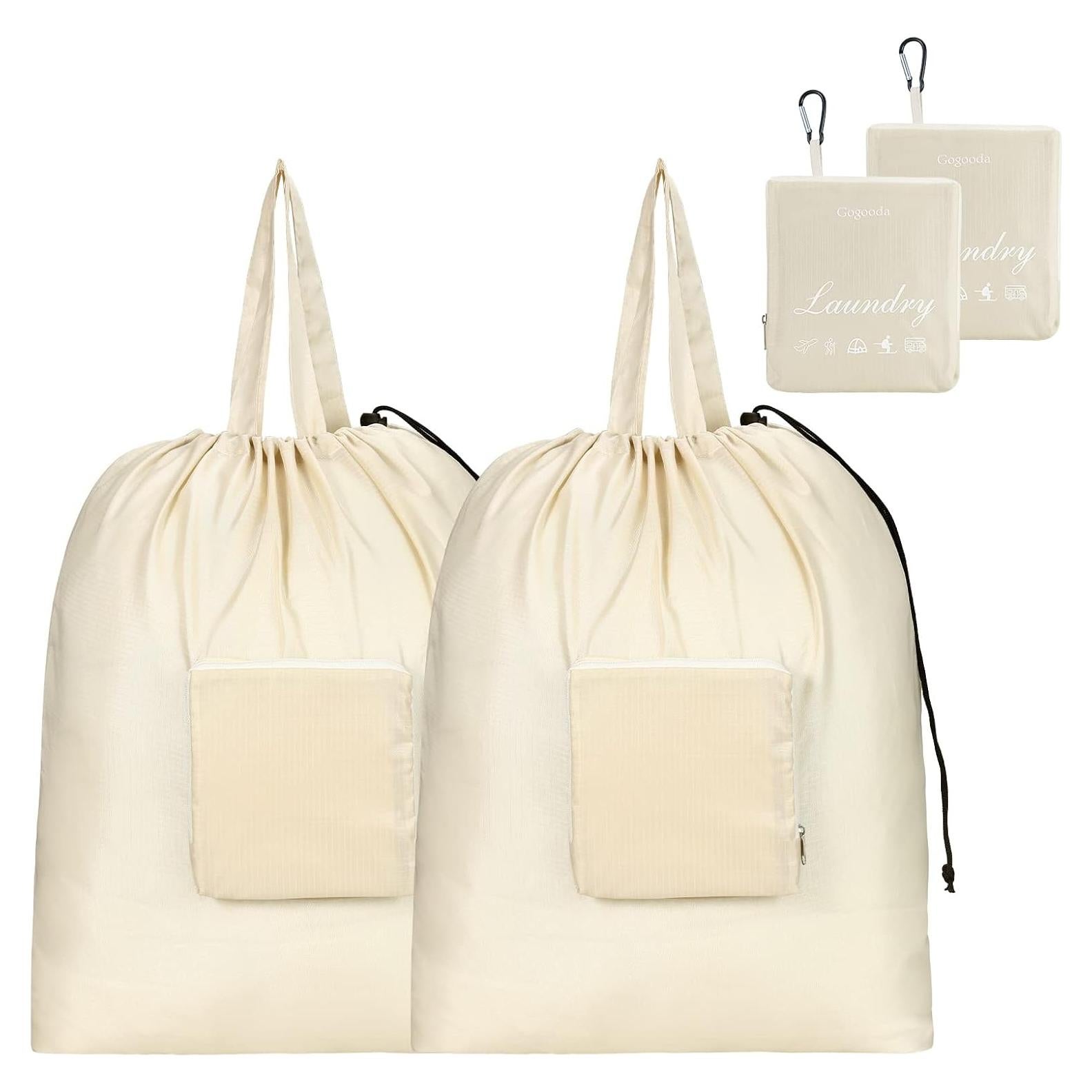 Bolsas de lavandería de viaje GOGOODA XL beige 2 unidades