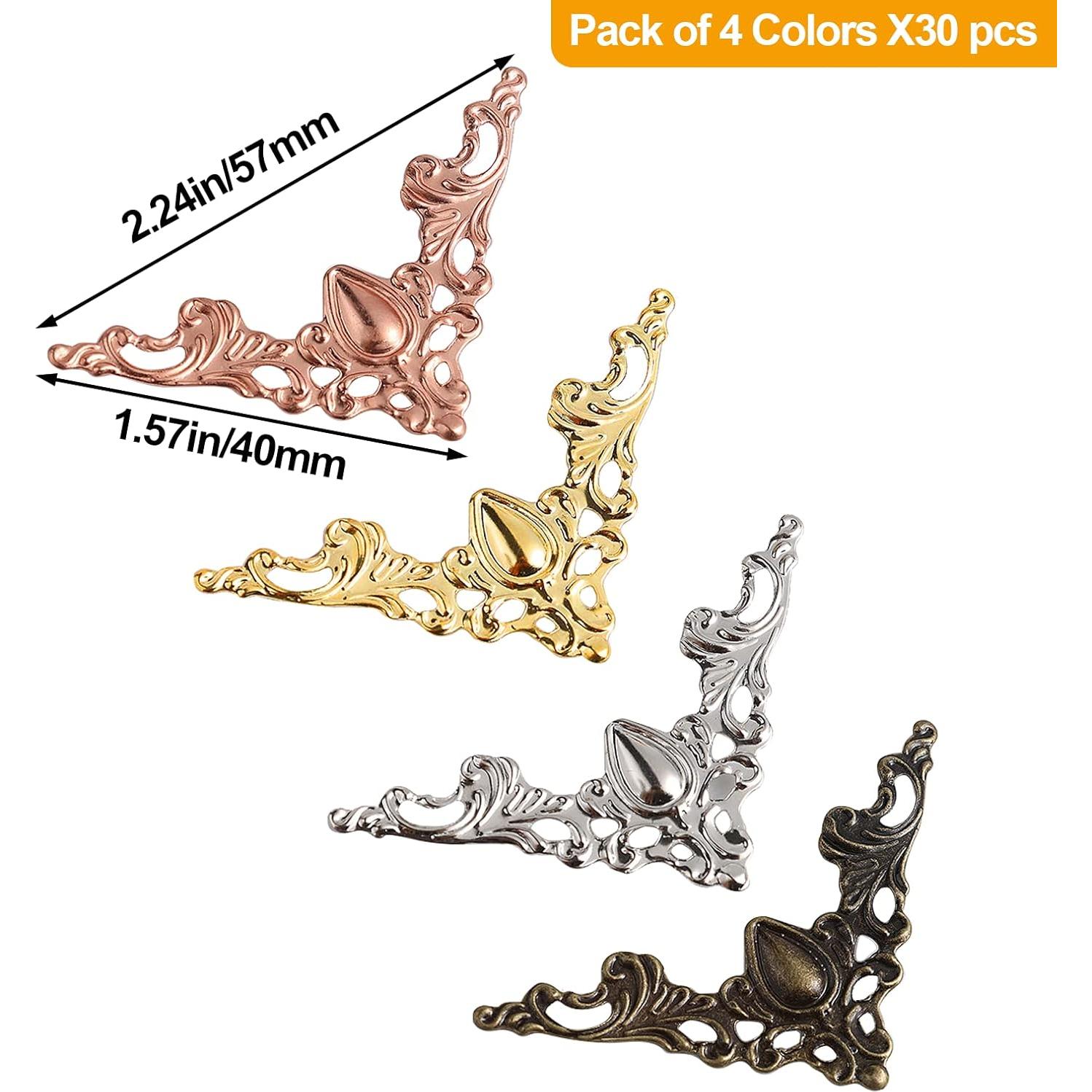 120 Piezas Esquinas de Libro de Metal Vintage CATOSUM