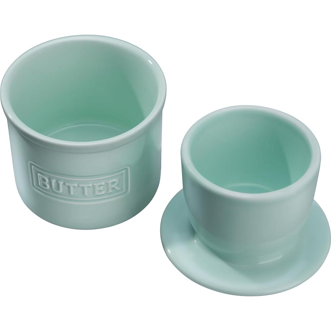 Crock de Mantequilla JSHKY Verde con Espátula y Tapa - 0.68 kg