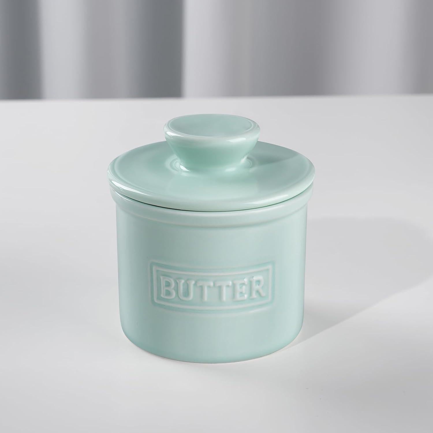 Crock de Mantequilla JSHKY Verde con Espátula y Tapa - 0.68 kg