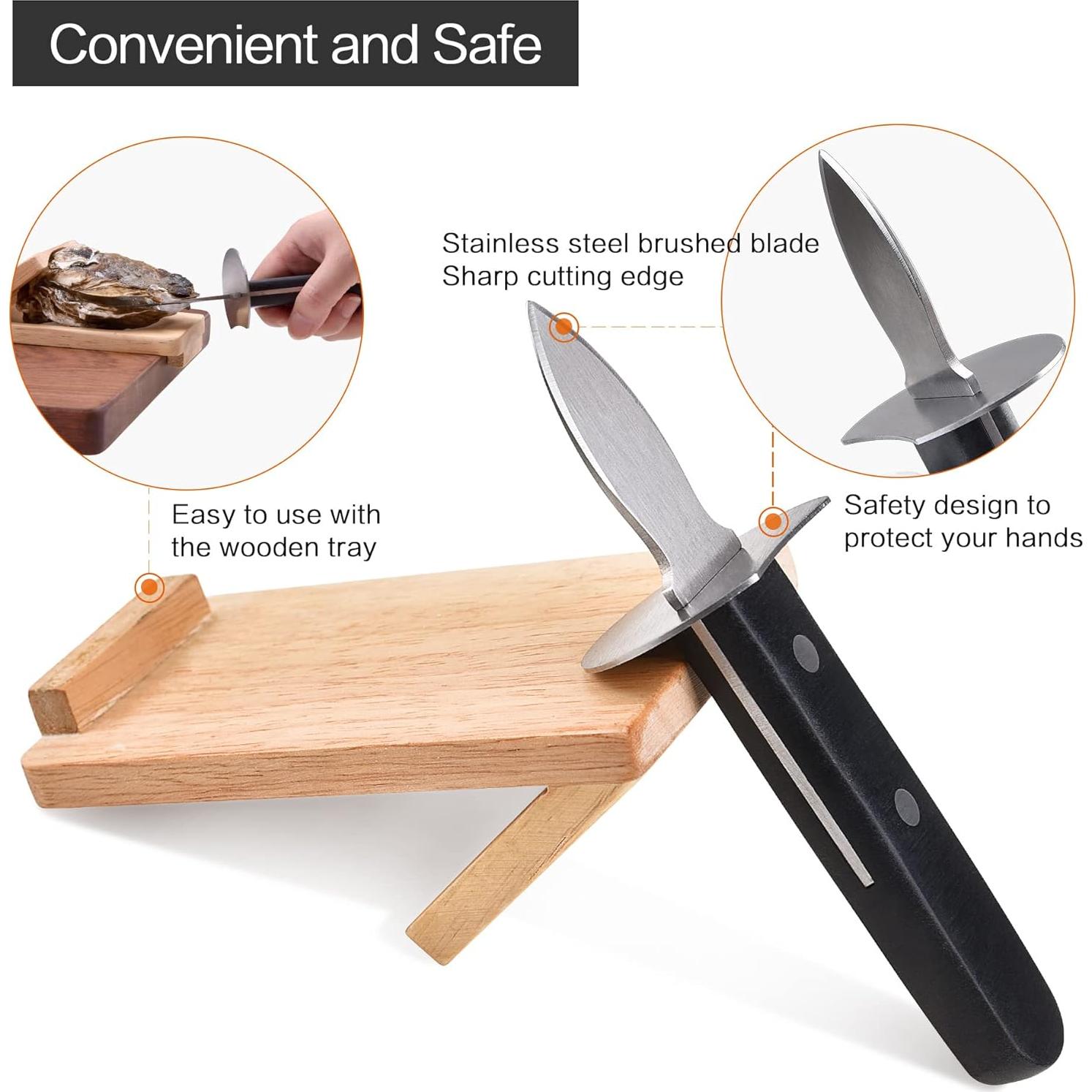 Juego de cuchillos para abrir ostras StnKitchExplor con soporte