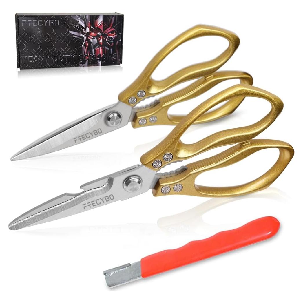 Tijeras de Cocina FTECYBO 2 Piezas Acero Inoxidable Dorado