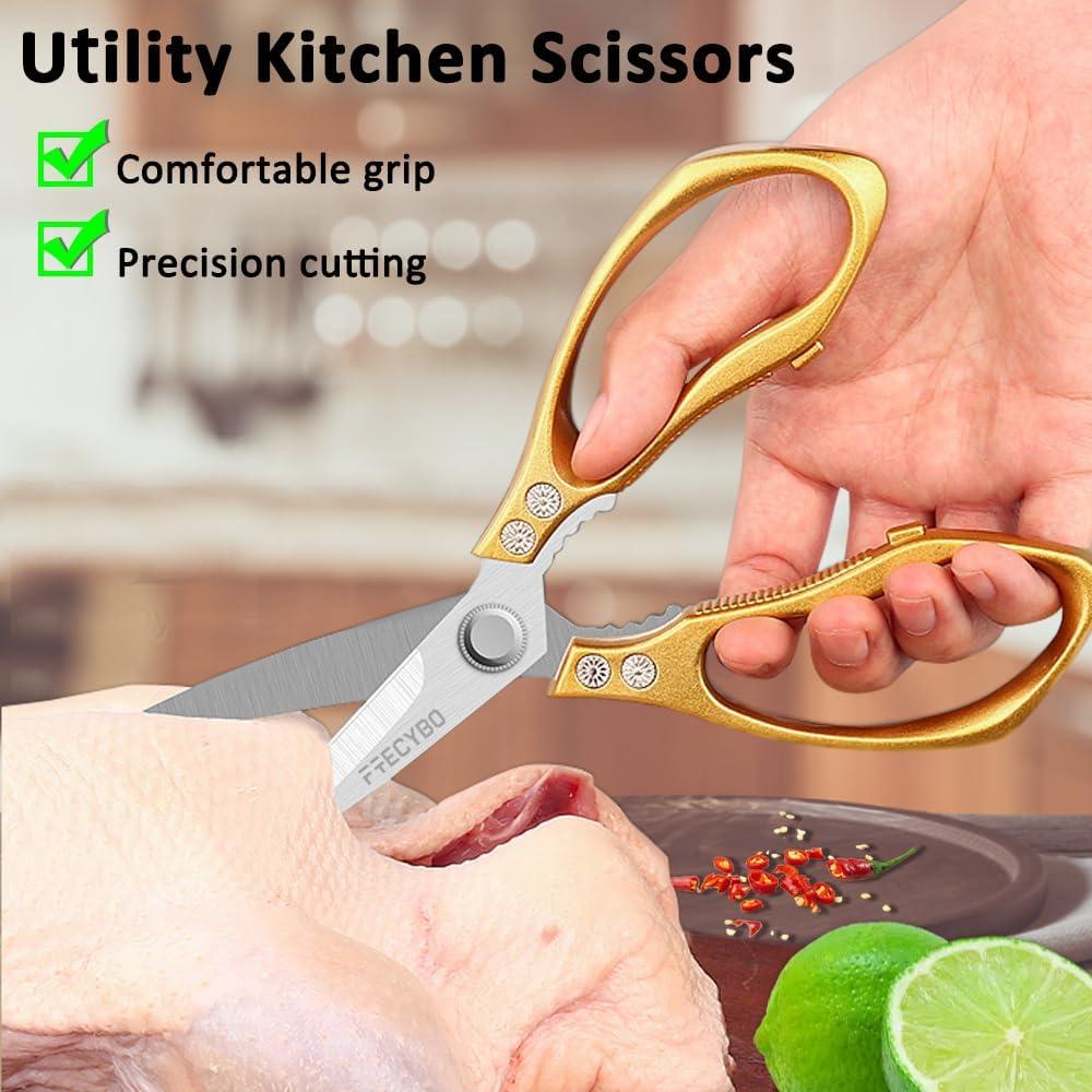 Tijeras de Cocina FTECYBO 2 Piezas Acero Inoxidable Dorado