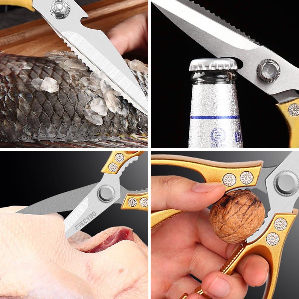 Tijeras de Cocina FTECYBO 2 Piezas Acero Inoxidable Dorado