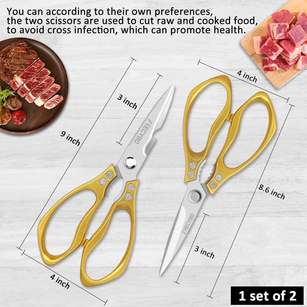 Tijeras de Cocina FTECYBO 2 Piezas Acero Inoxidable Dorado