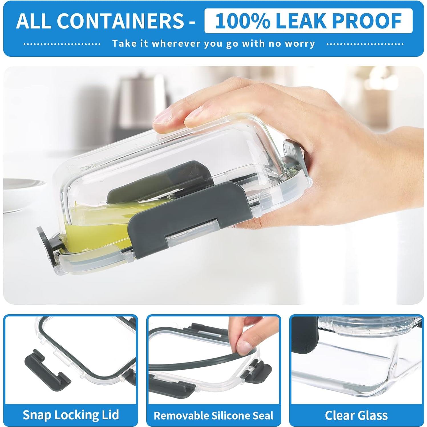 Juego de 12 Contenedores de Vidrio Gulflin 1.5 Tazas Herméticos