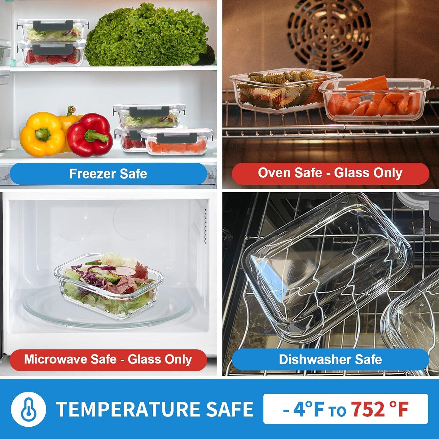 Juego de 12 Contenedores de Vidrio Gulflin 1.5 Tazas Herméticos