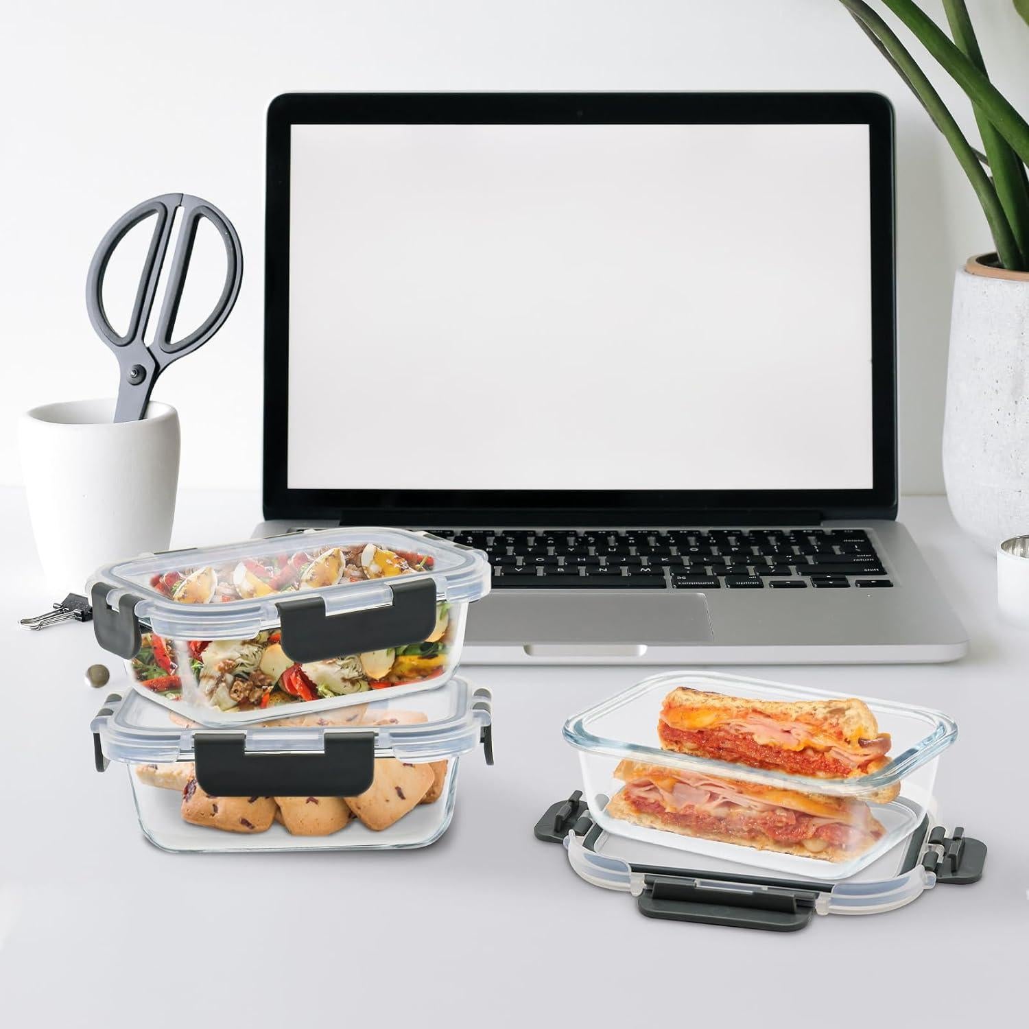 Juego de 12 Contenedores de Vidrio Gulflin 1.5 Tazas Herméticos