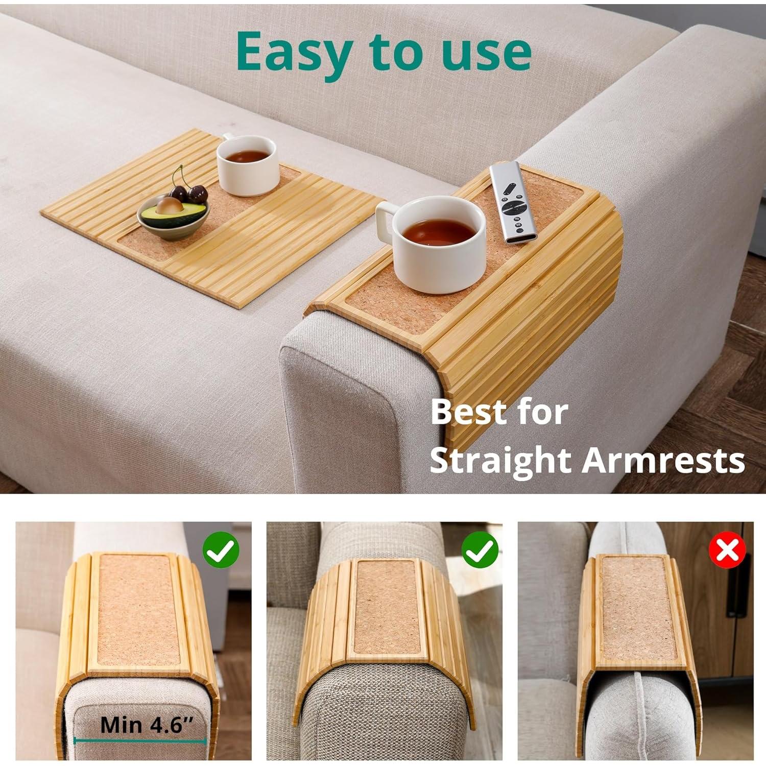 Bandeja de Reposabrazos DETOR de Bambú Natural 41.4x33.5cm