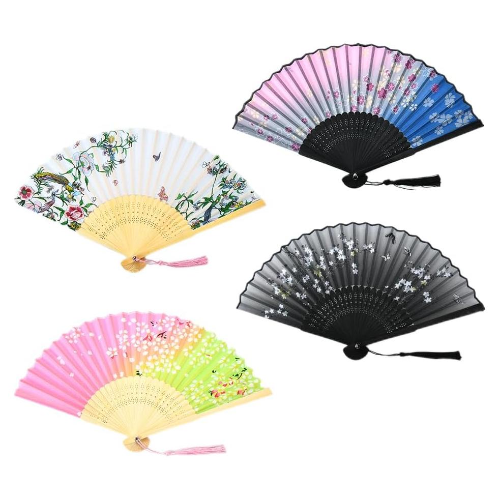 Abanicos Plegables de Bambú HUNANBANG 4 Piezas 20.96 cm