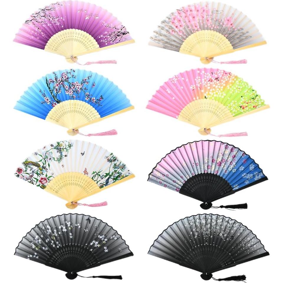 Abanicos Plegables de Bambú HUNANBANG 4 Piezas 20.96 cm