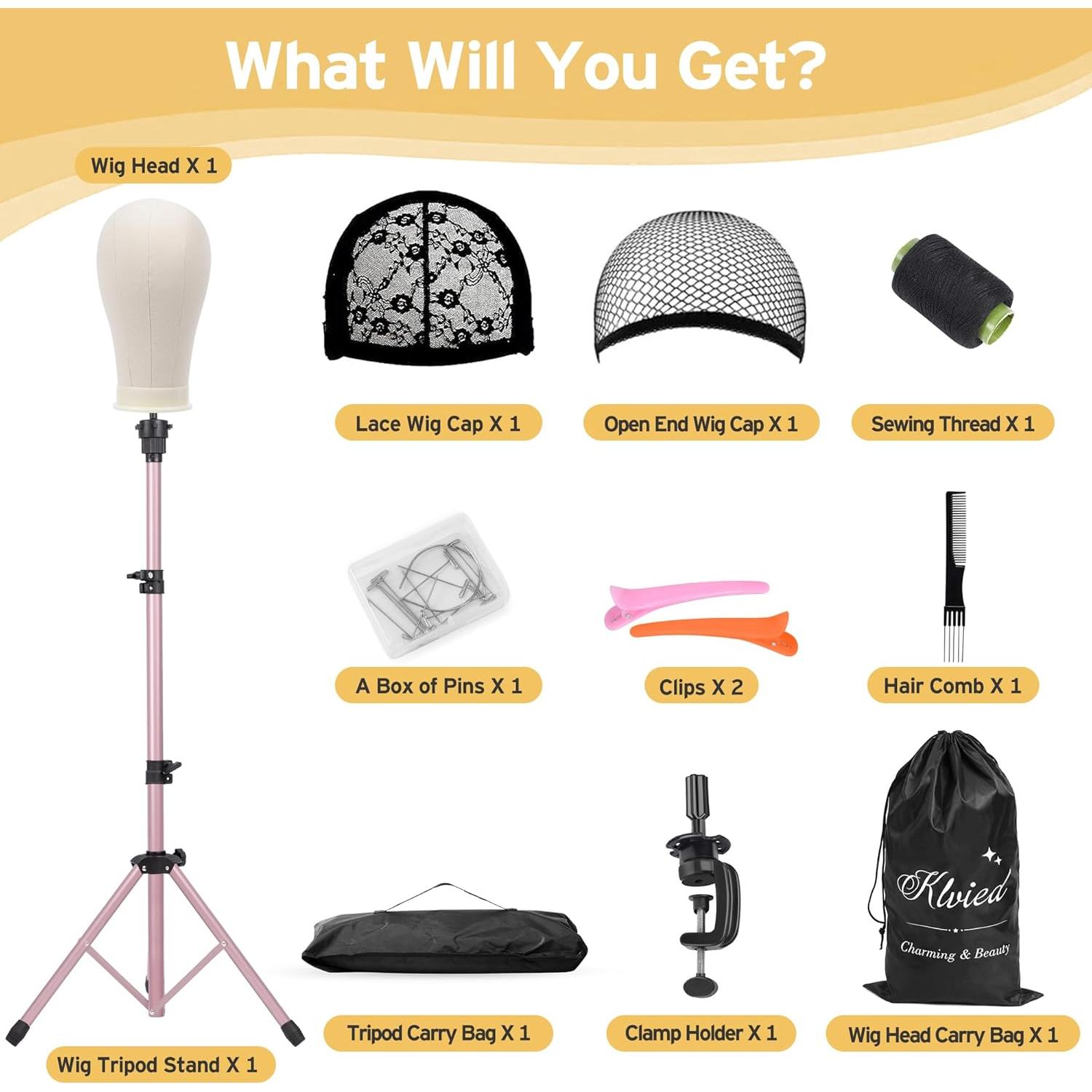 Soporte de Maniquí para Pelucas Klvied Oro Rosa 55.88 cm