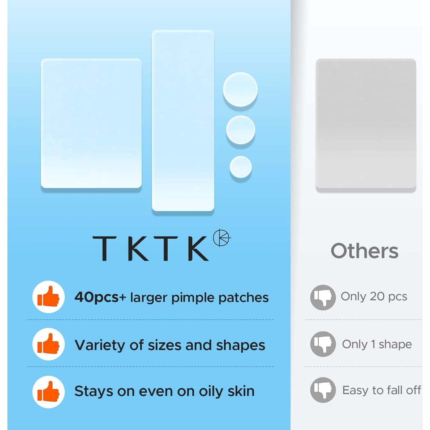 Parches para Acné TKTK Hidrocoloide Grande 92 Piezas 5 Tamaños