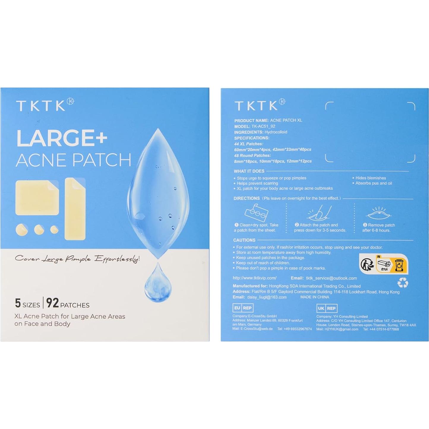 Parches para Acné TKTK Hidrocoloide Grande 92 Piezas 5 Tamaños