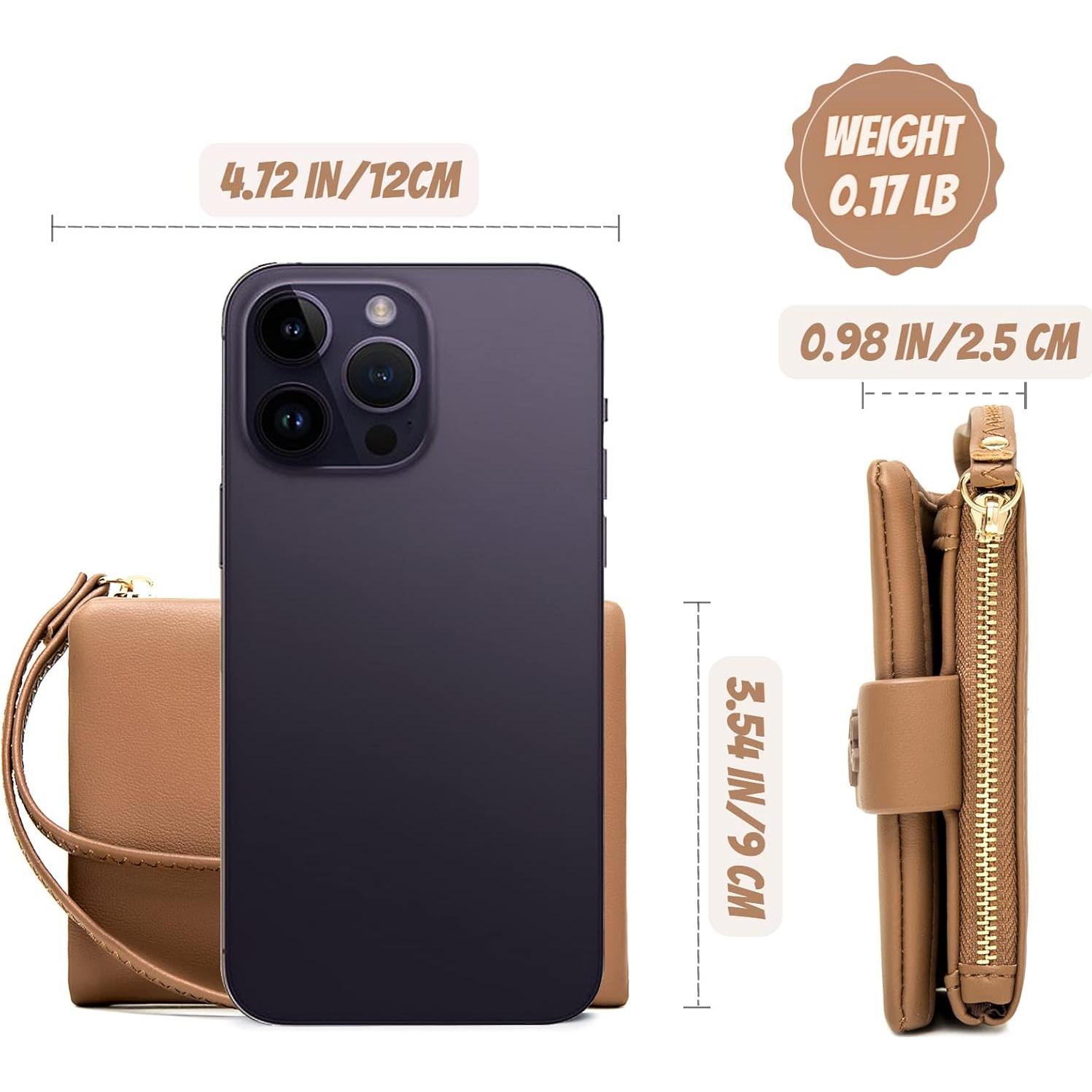 Cartera de muñeca bifold Prettyzys para mujeres - Café