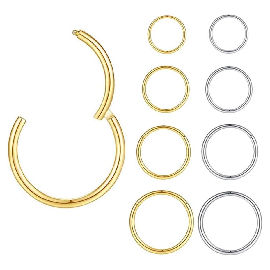Anillo de nariz hipoalergénico acero inoxidable 16G 18G 20G