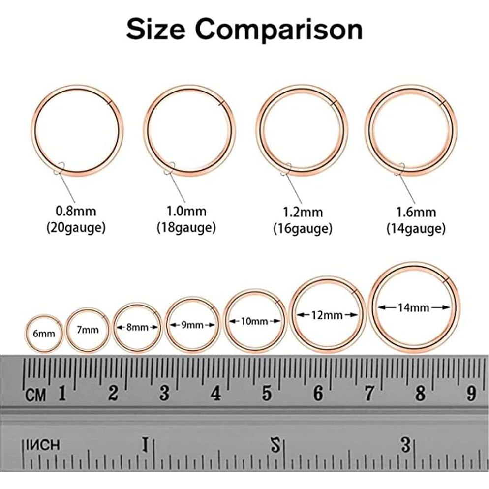 Anillo de nariz hipoalergénico acero inoxidable 16G 18G 20G