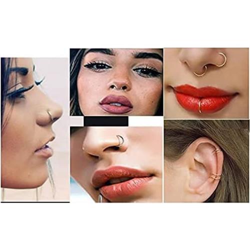 Anillo de nariz hipoalergénico acero inoxidable 16G 18G 20G