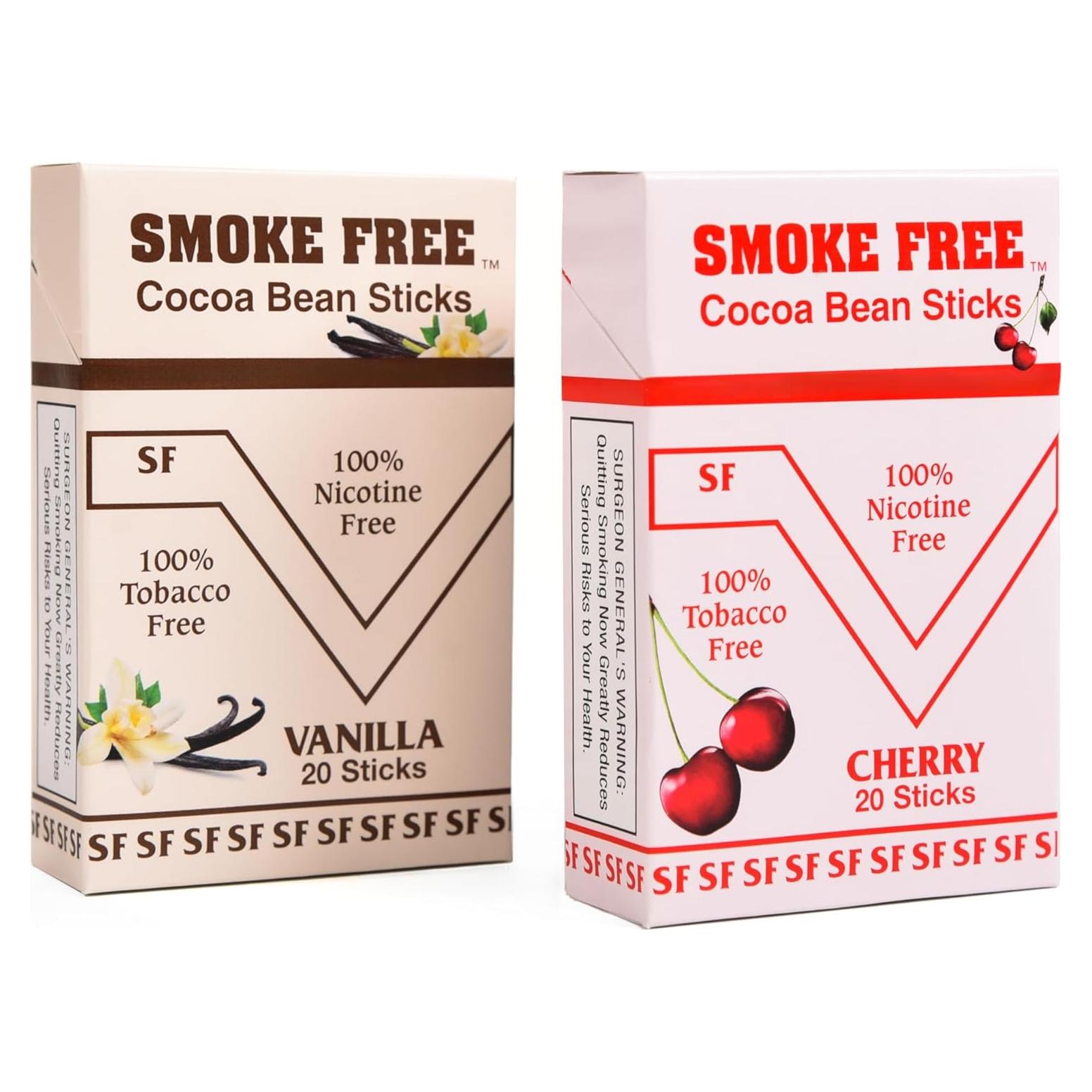 Cigarrillos de Cacao Herbal Sin Humo - 40 Palos - Sabor Vainilla y Cereza