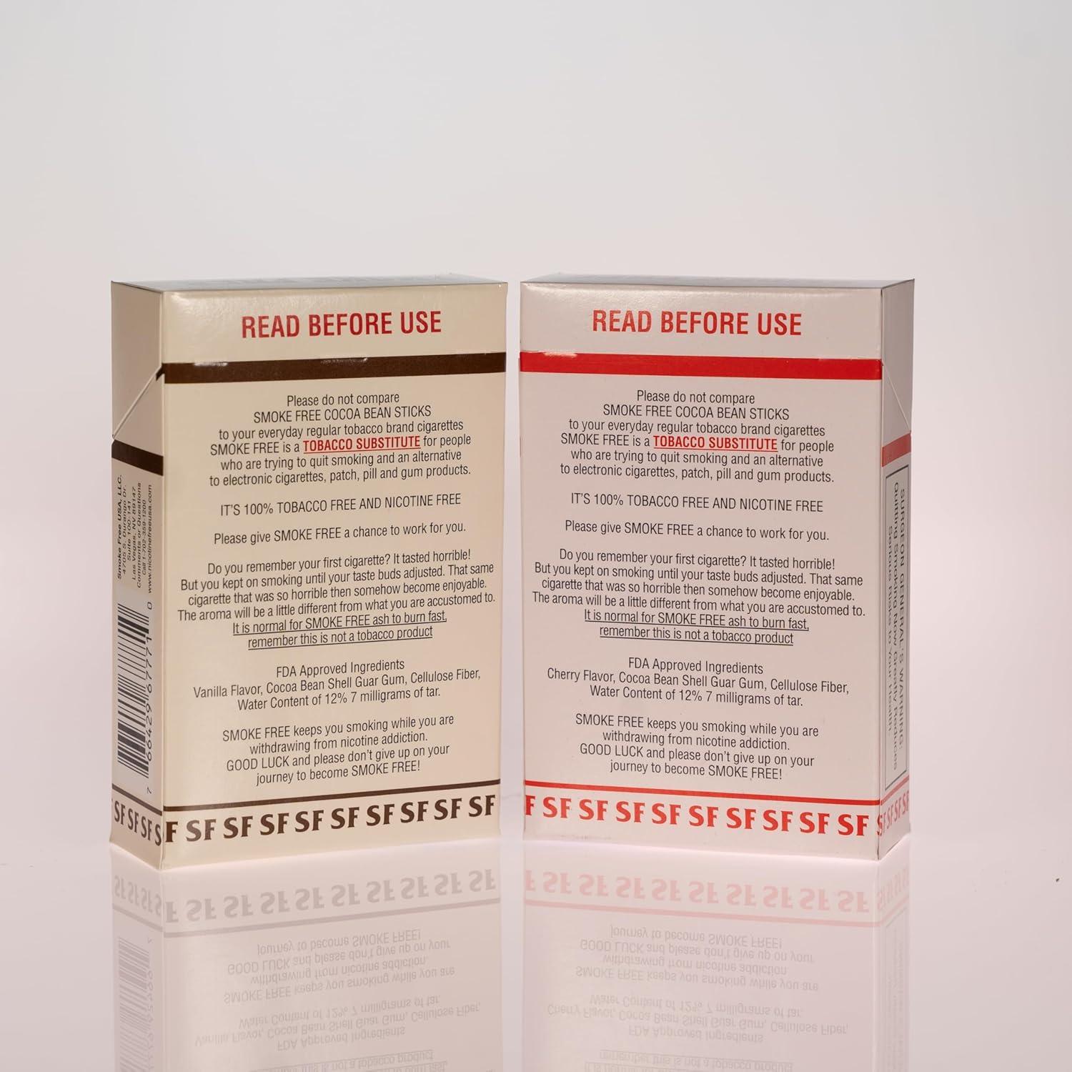 Cigarrillos de Cacao Herbal Sin Humo - 40 Palos - Sabor Vainilla y Cereza