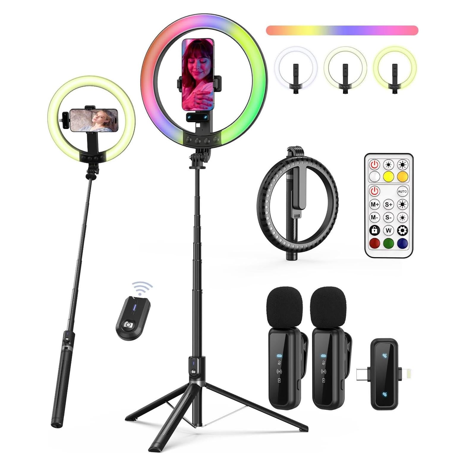 Kit de Vlogging BEFAME con Luz de Anillo 25 cm y Trípode 188 cm