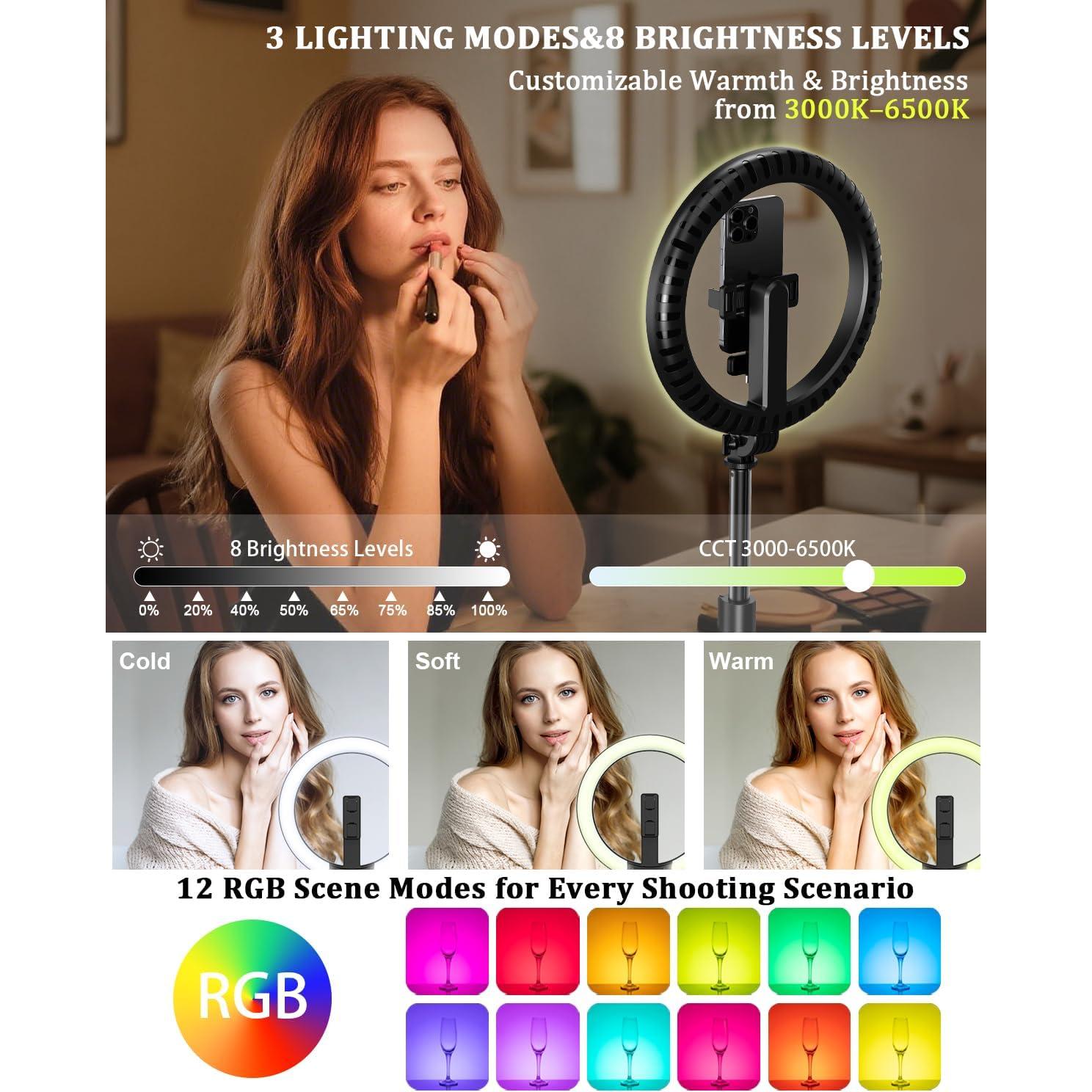 Kit de Vlogging BEFAME con Luz de Anillo 25 cm y Trípode 188 cm