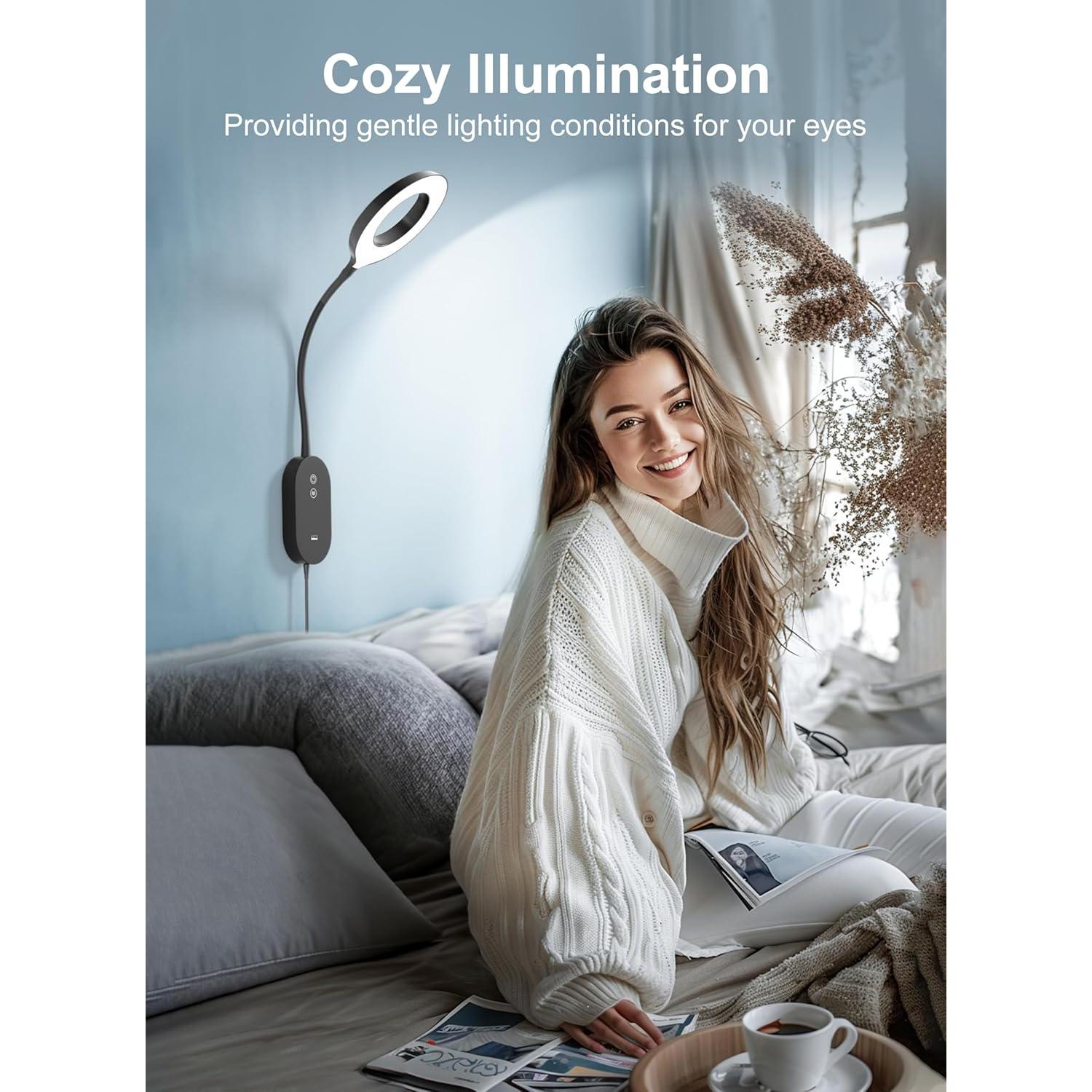 Lámpara de Lectura de Pared TOPMB con USB 10W y 4 Modos