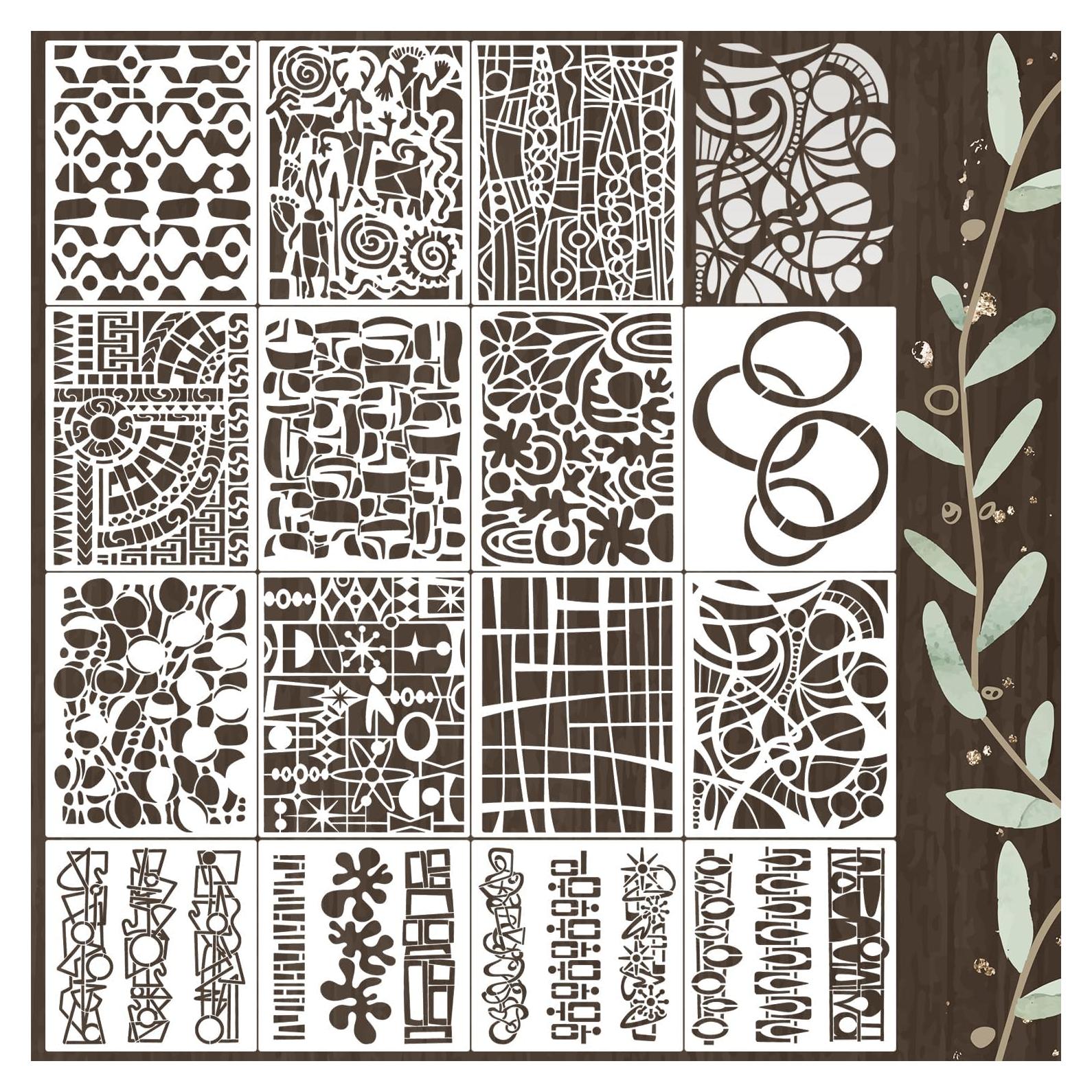 Plantillas Reutilizables para Manualidades SUNVERSE Abstract 15 Piezas