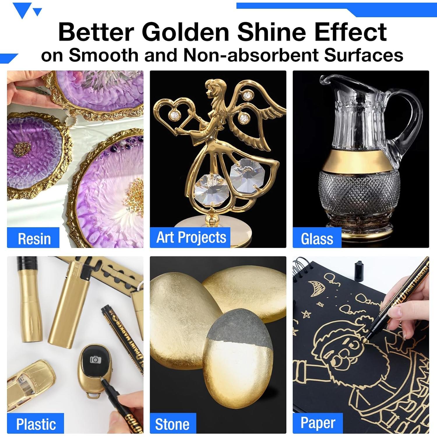 Marcadores Metálicos Dorados KERIFI, Juego de 3 Puntas 0.7/1/3mm