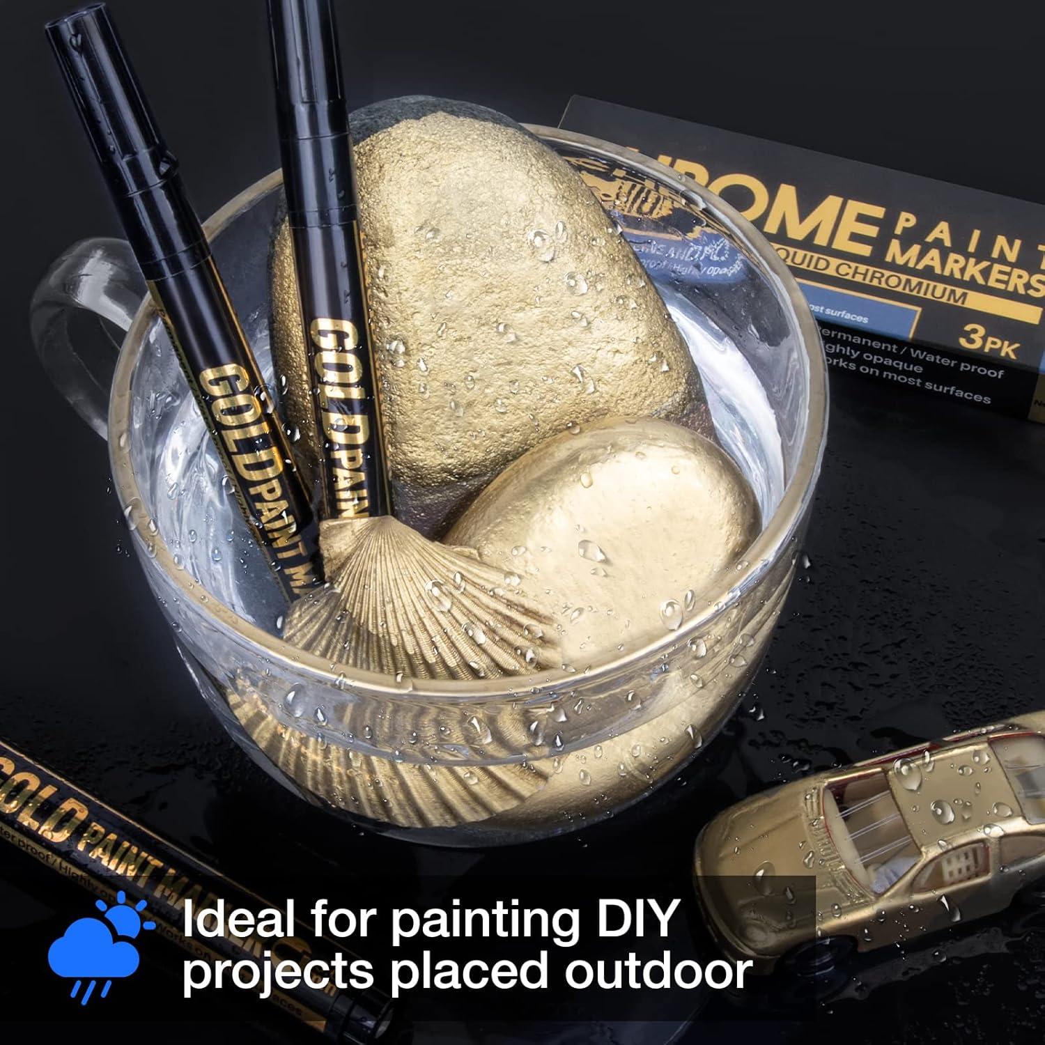 Marcadores Metálicos Dorados KERIFI, Juego de 3 Puntas 0.7/1/3mm