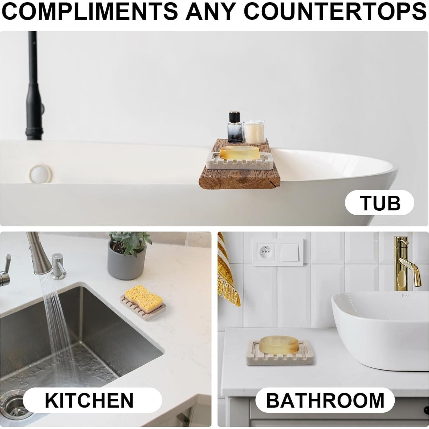 Jabonera Autodrenante UHEY HOME Beige 13.21x8.89 cm