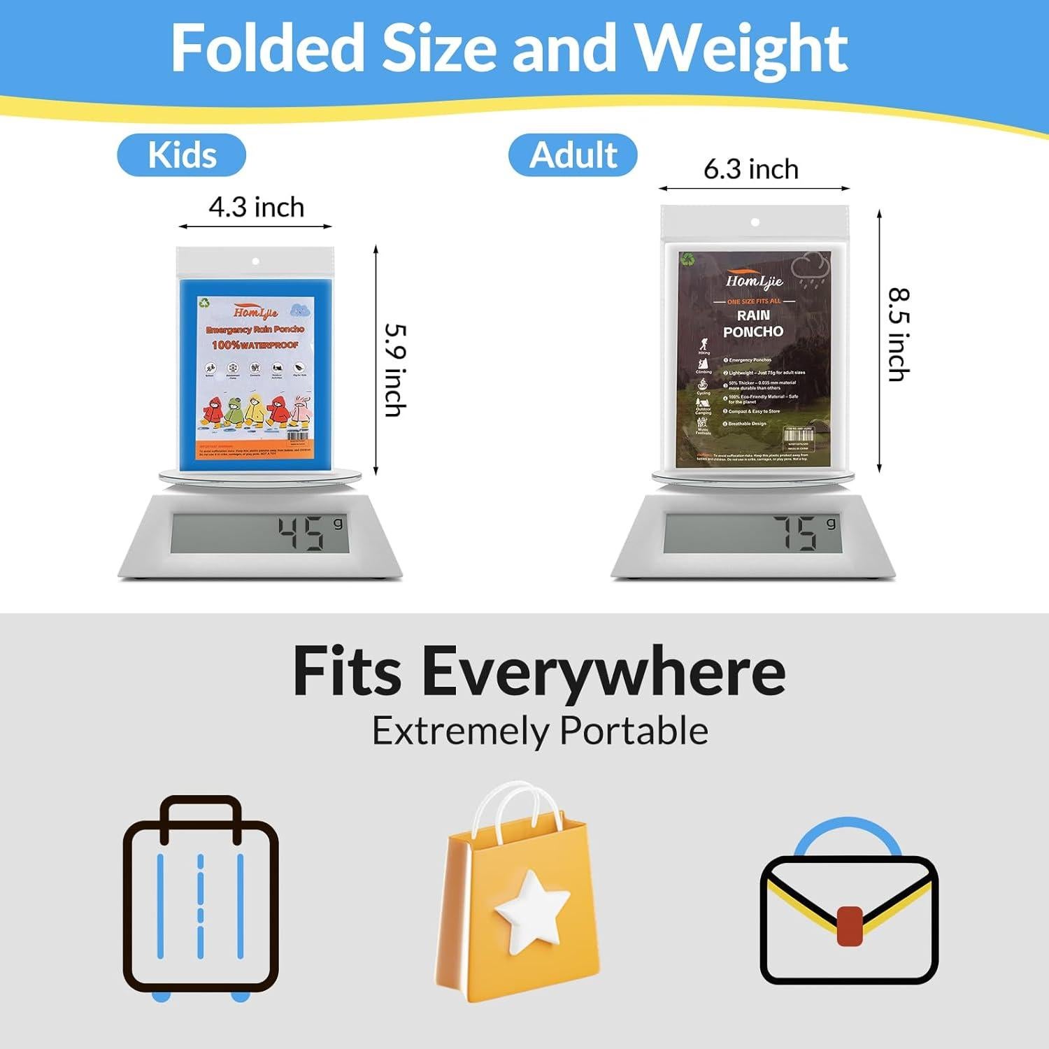 Ponchos Desechables Impermeables para Lluvia - Paquete Familiar