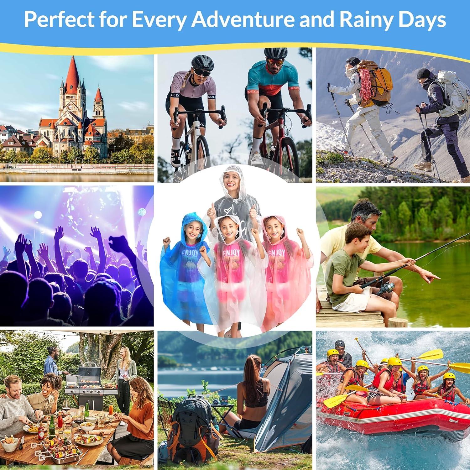 Ponchos Desechables Impermeables para Lluvia - Paquete Familiar