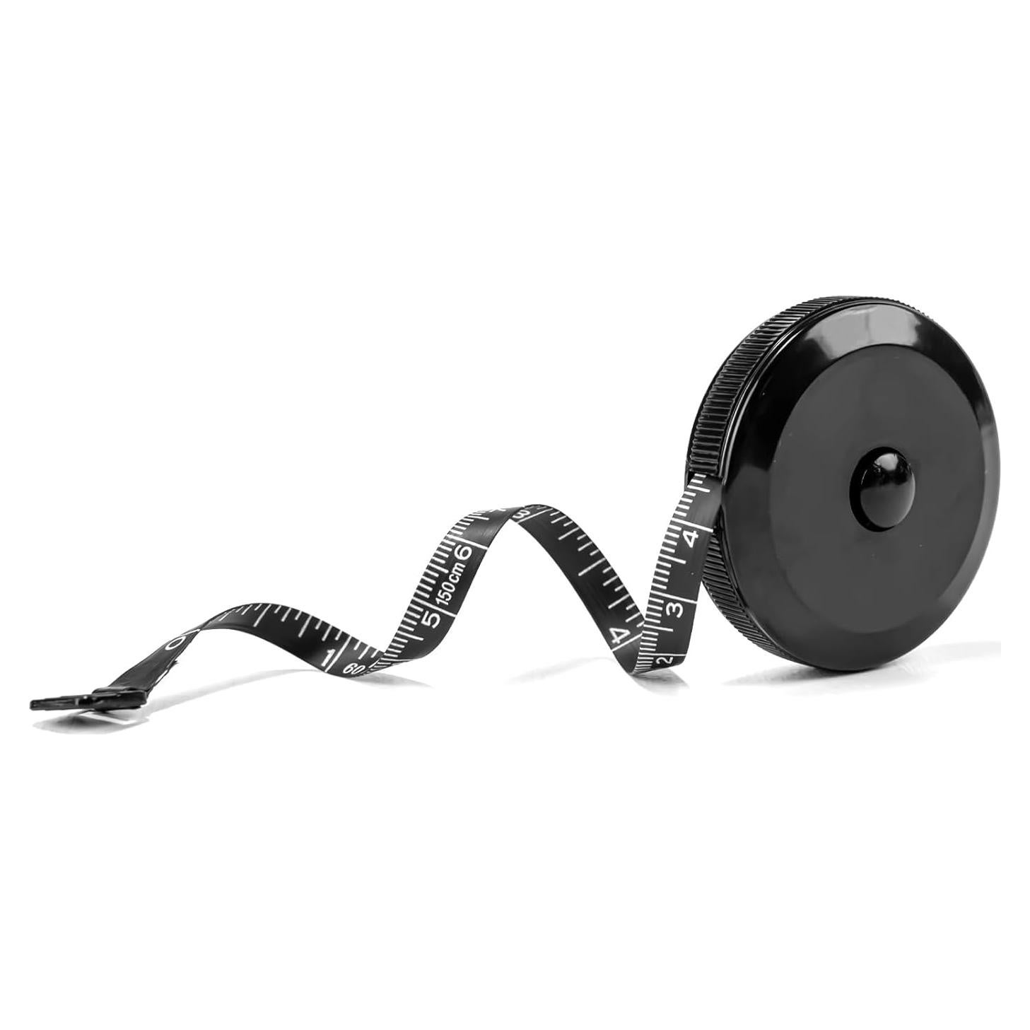 Cinta Métrica Suave Retráctil Polly 1.5M Negra Doble Escala