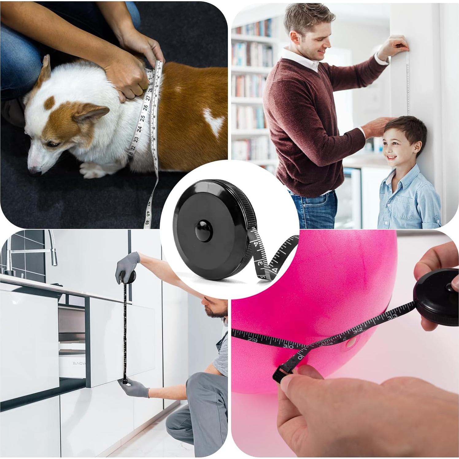 Cinta Métrica Suave Retráctil Polly 1.5M Negra Doble Escala