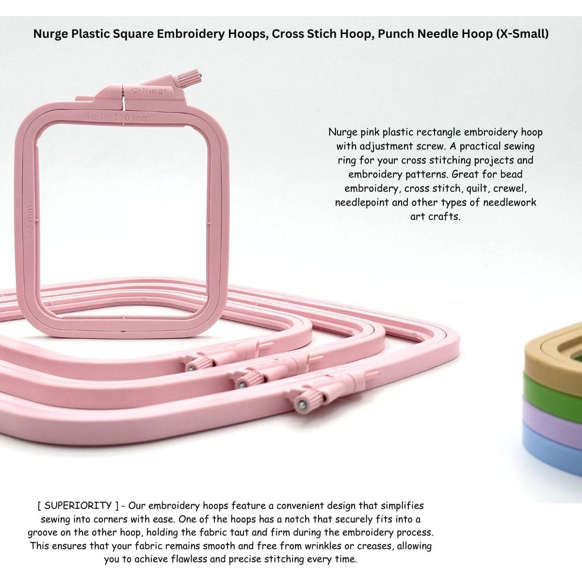 Aro de Bordado Rectangular Rosa Nurge X-Pequeño 15.7x12.2cm