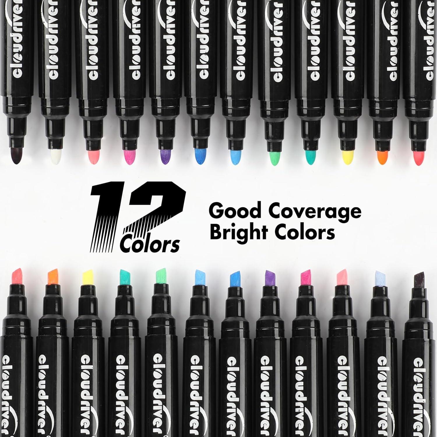 Marcadores Acrílicos Cloudriver 24 Piezas Multicolor Punta Fina y Cincel