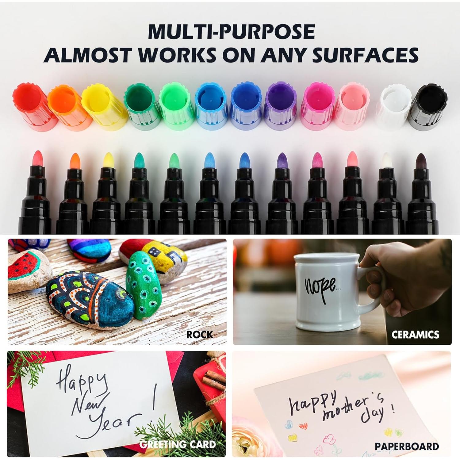 Marcadores Acrílicos Cloudriver 24 Piezas Multicolor Punta Fina y Cincel