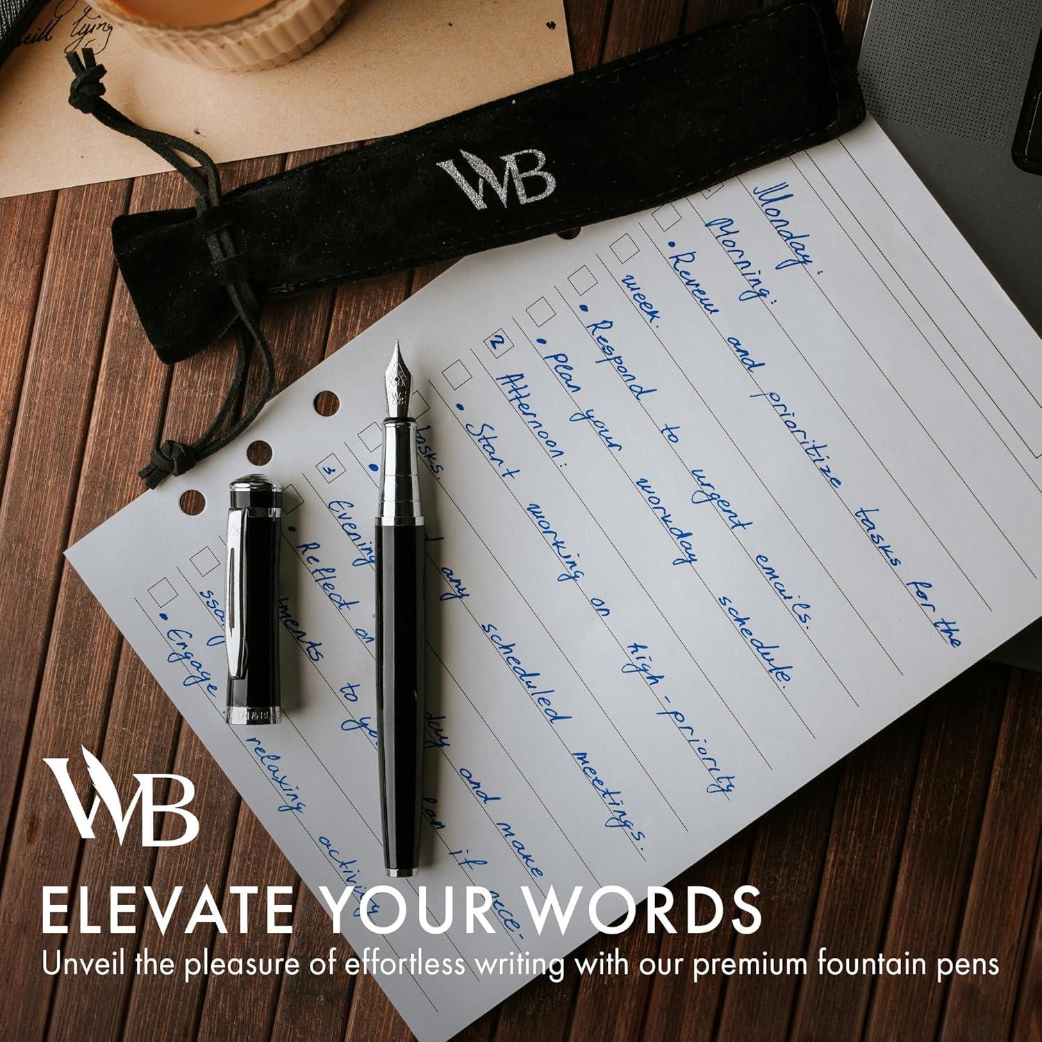 Pluma Fuente Wordsworth & Black Cromo Negro Punta Media 1 Unidad
