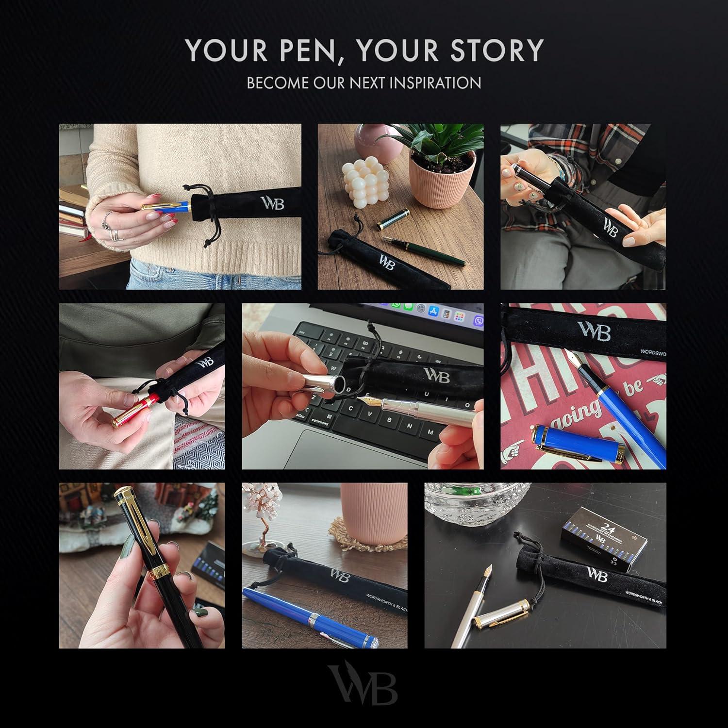 Pluma Fuente Wordsworth & Black Cromo Negro Punta Media 1 Unidad