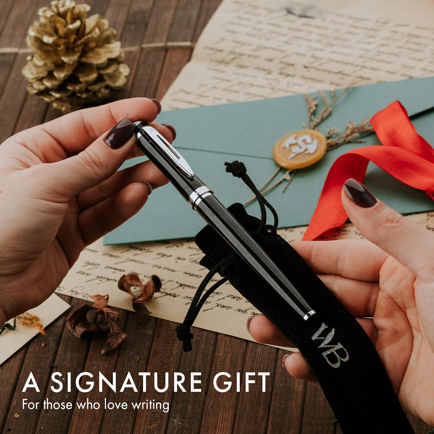 Pluma Fuente Wordsworth & Black Cromo Negro Punta Media 1 Unidad